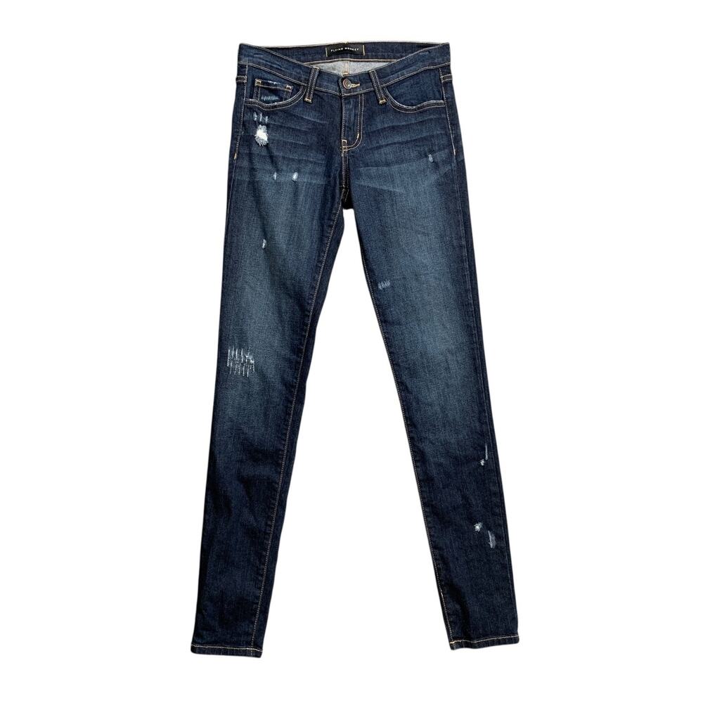 Flying Monkey Jeans Women 25 Denim Super Skinny Ankle Distressed Zip Fly Stretch